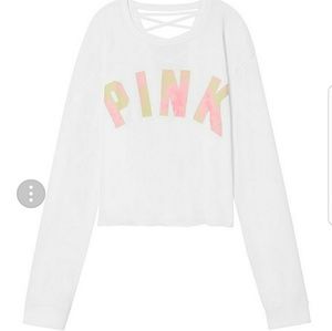 PINK Victoria's Secret Cropped Strappy Back Tee